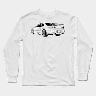 gtr r34 Line Art JDM 90s japanese retro car Long Sleeve T-Shirt